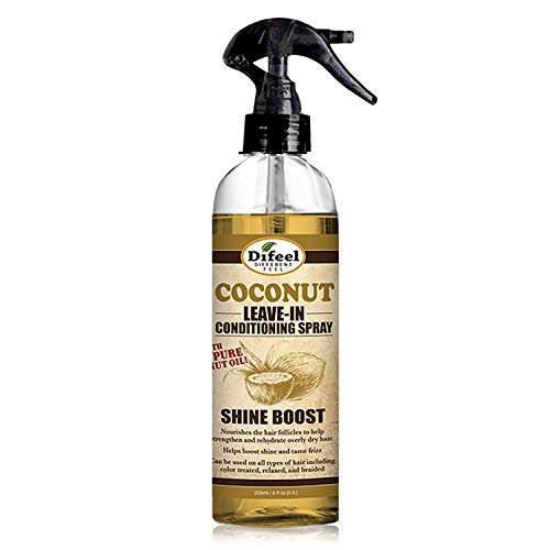 Difeel Shine Boost Leave in Conditioning Spray with 100% Pure Coconut Oil 6 Ounce