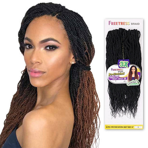 MULTI PACK DEALS! FreeTress Synthetic Hair Crochet Braids 3X Pre-Stretched  Natural Wavy Twist 18 (5-PACK, 1B)