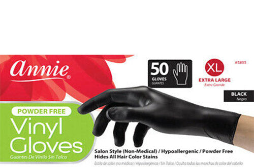 VINYL GLOVES POWDER FREE BLACK 50 PCS | ANNIE